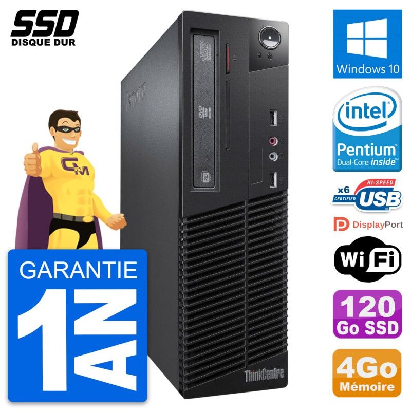 Lenovo ThinkCentre M73 SFF Desktop PC - Intel Pentium G3220, 4GB RAM, 120GB SSD, Windows 10, WiFi