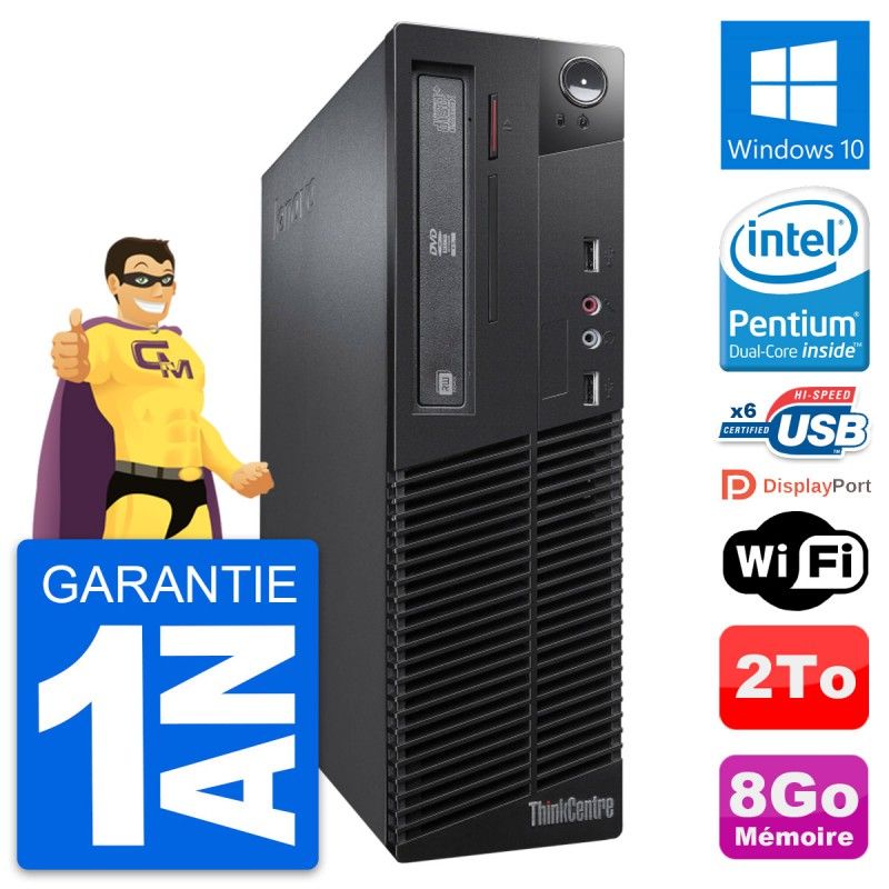 Lenovo ThinkCentre M73 SFF Desktop - Intel Pentium G3220, 8GB RAM, 2TB HDD, Windows 10, WiFi