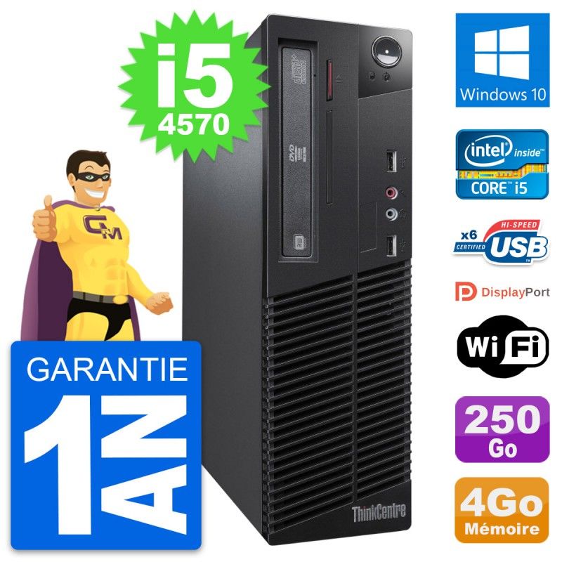 Lenovo ThinkCentre M73 SFF Intel i5-4570 4GB RAM 250GB HDD Windows 10 WiFi