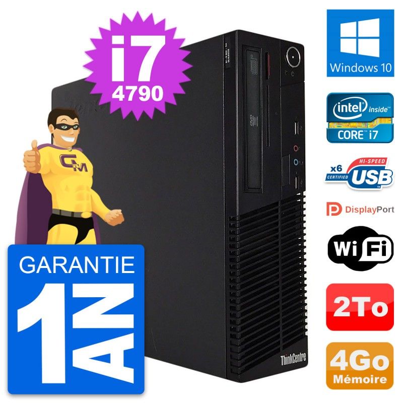 Lenovo ThinkCentre M73 SFF Desktop - Intel i7-4790, 4GB RAM, 2TB HDD, Windows 10, WiFi