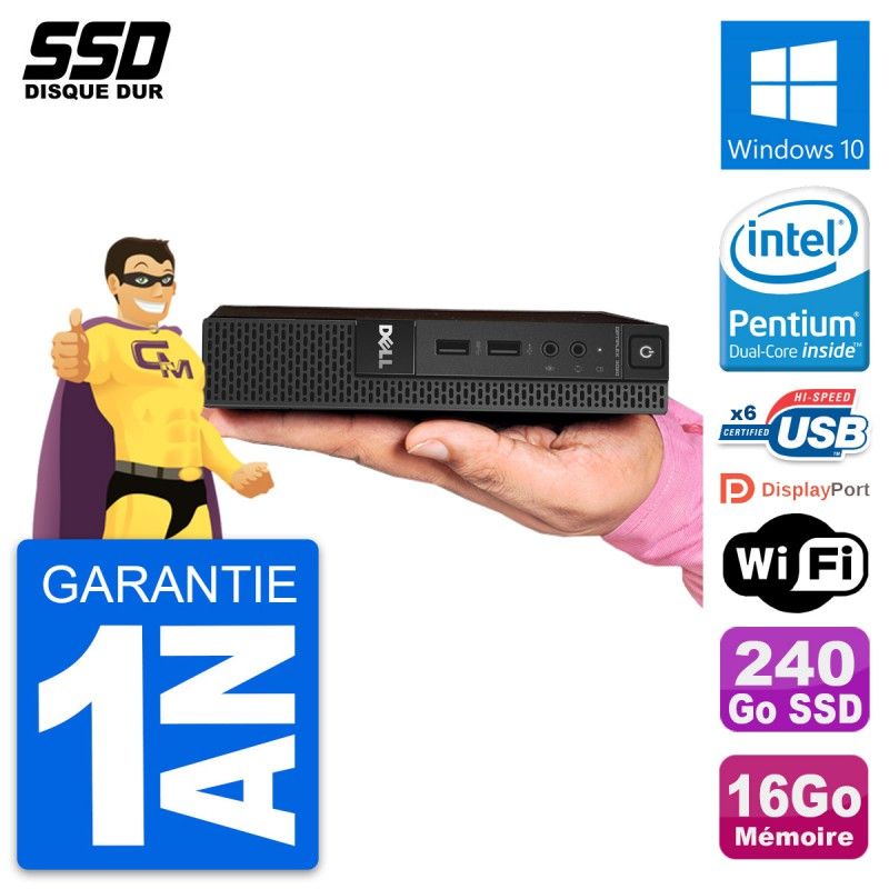 Dell Ultra Mini PC 3020 Micro USFF with G3250T, 16GB RAM, 240GB SSD, Windows 10, WiFi