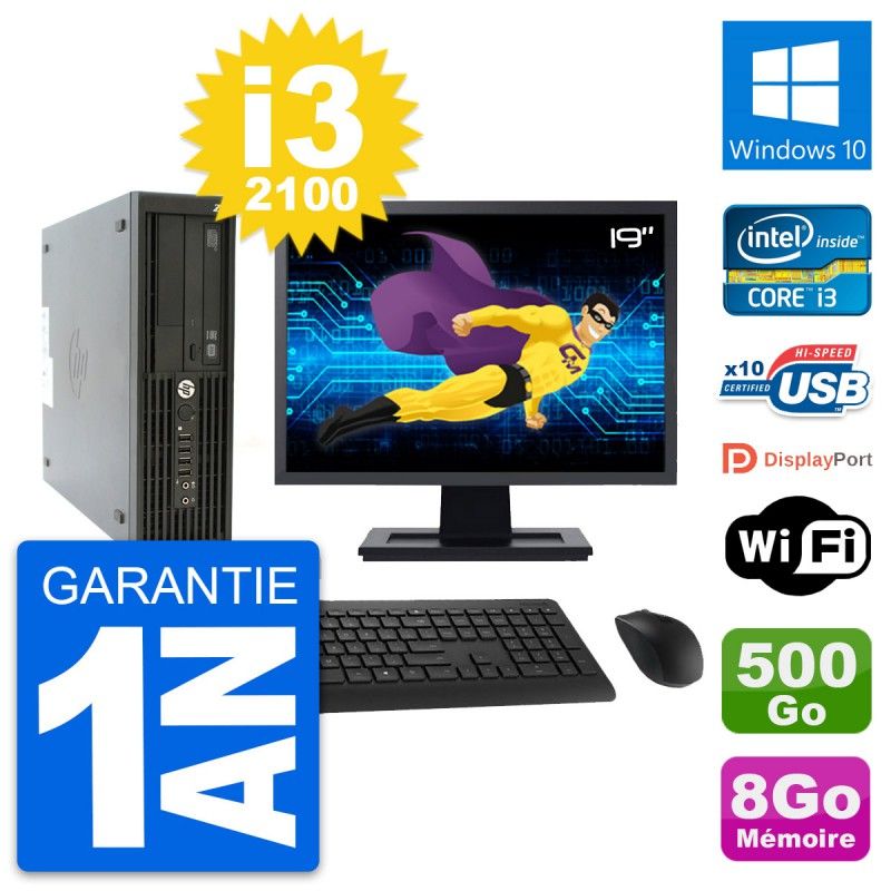 Computadora de escritorio HP Z210 SFF, Pantalla de 19'', Procesador Intel i3-2100, 8 GB de RAM, Disco duro de 500 GB, Windows 10, WiFi