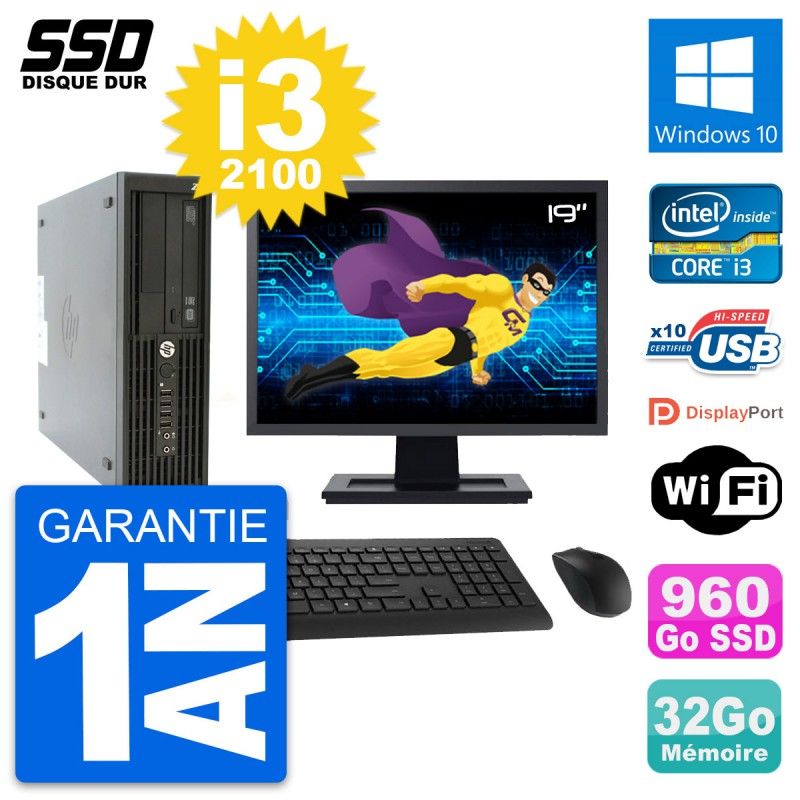 Computadora de escritorio HP Z210 SFF, pantalla de 19', procesador Intel Core i3-2100, 32GB de RAM, 960GB SSD, Windows 10, WiFi