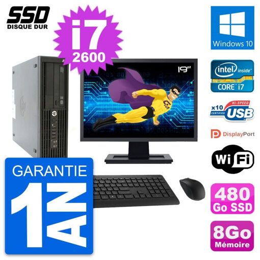 HP Z210 SFF Desktop Computer | 19" Screen | Intel Core i7-2600 | 8GB RAM | 480GB SSD | Windows 10 | WiFi