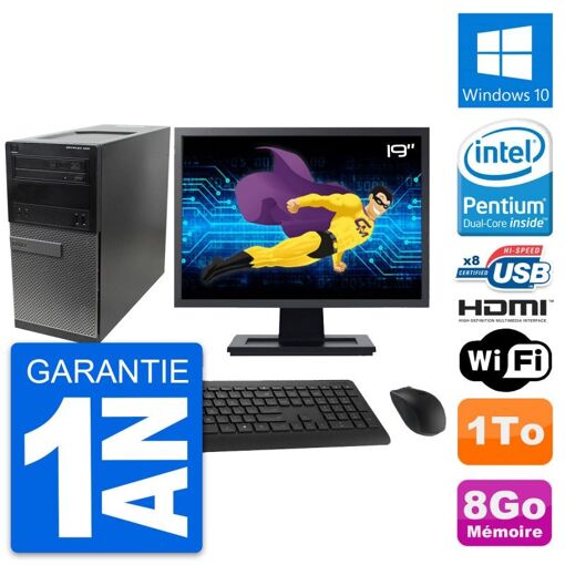 PC de escritorio Dell Optiplex 390 MT - Pantalla de 19", Procesador Intel G630, 8 GB de RAM, Disco duro de 1 TB, HDMI, WiFi