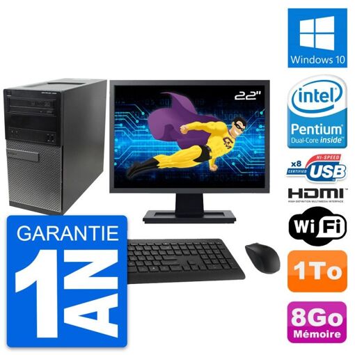 Dell Optiplex 390 MT Desktop Computer, 22" Screen, Intel G630 Processor, 8GB RAM, 1TB HDD, HDMI, Windows 10, WiFi