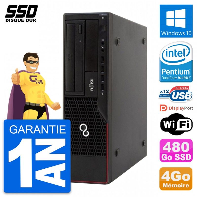 Fujitsu Esprimo E910 DT Desktop PC - Intel G630, 4GB RAM, 480GB SSD, Windows 10, WiFi