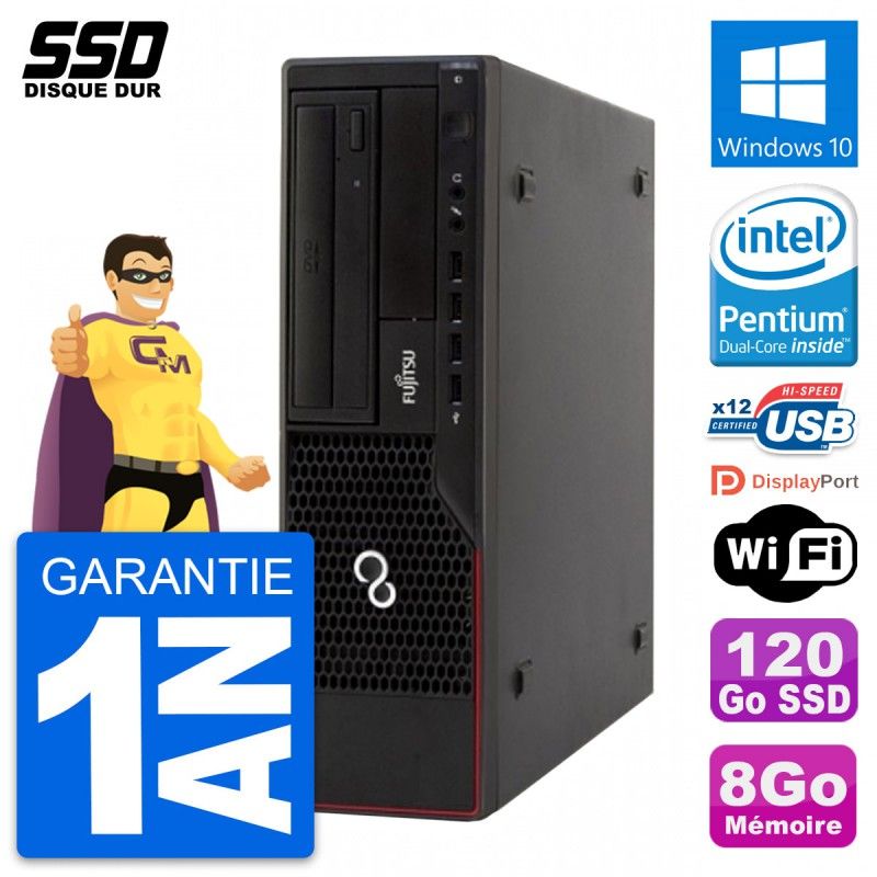 Fujitsu Esprimo E910 DT Computer - Intel G630, 8GB RAM, 120GB SSD, Windows 10, WiFi