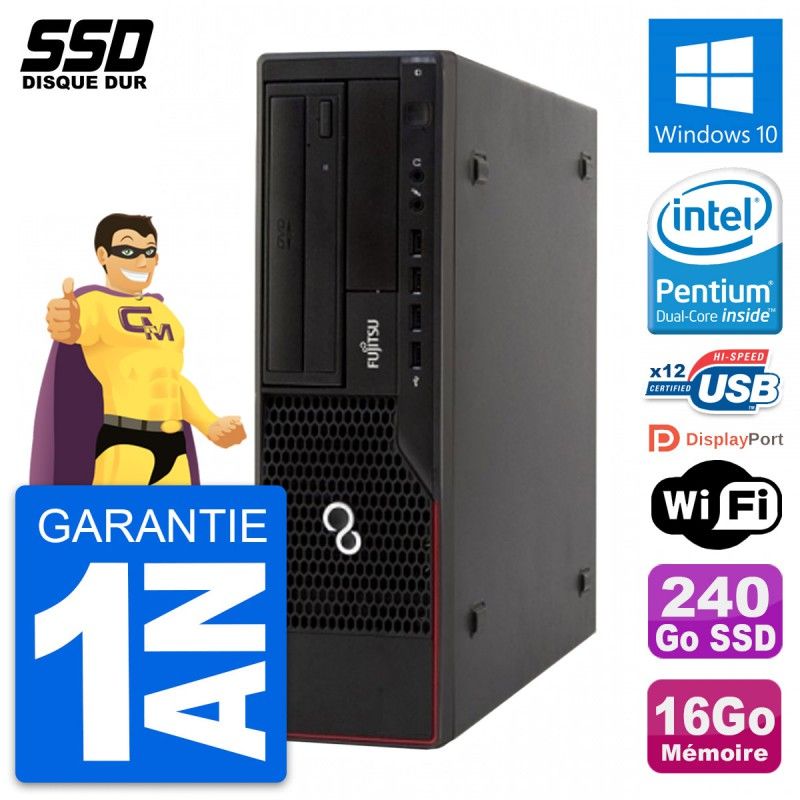 Fujitsu Esprimo E910 DT PC - Intel G630, 16GB RAM, 240GB SSD, Windows 10, WiFi