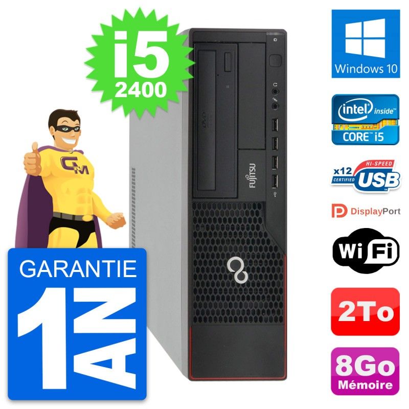 Fujitsu Esprimo E910 DT Desktop PC - Intel i5-2400, 8GB RAM, 2TB HDD, Windows 10, WiFi