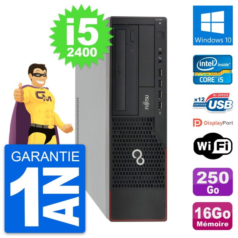 Fujitsu Esprimo E910 DT Desktop PC - Intel i5-2400, 16GB RAM, 250GB SSD, Windows 10, WiFi