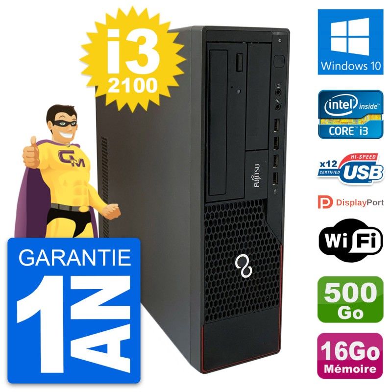Fujitsu Esprimo E910 DT Desktop PC - Intel i3-2100, 16GB RAM, 500GB HDD, Windows 10, WiFi