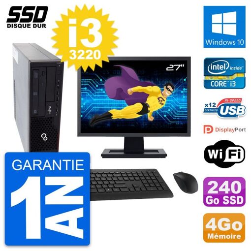 Fujitsu E910 DT 27-inch Computer - Intel i3, 4GB RAM, 240GB SSD, Windows 10, WiFi