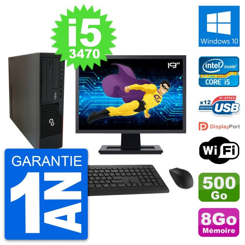 Fujitsu E910 DT 19-Inch Desktop PC (Intel i5-3470, 8GB RAM, 500GB HDD, Windows 10, WiFi)