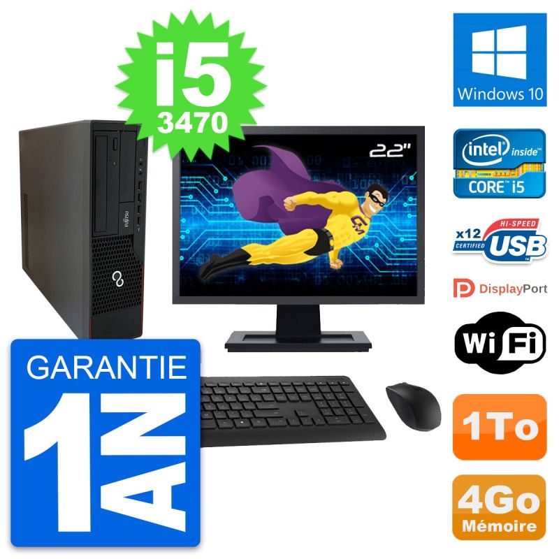 Fujitsu E910 DT 22-inch PC - Intel i5, 4GB RAM, 1TB HDD, Windows 10, WiFi
