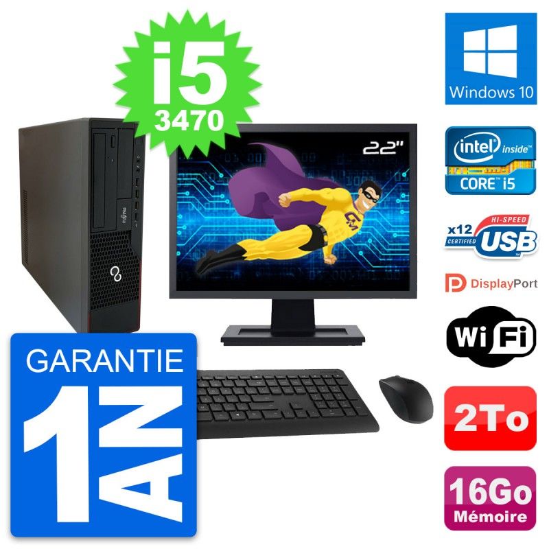 Fujitsu E910 DT 22-inch PC - Intel i5, 16GB RAM, 2TB HDD, Windows 10