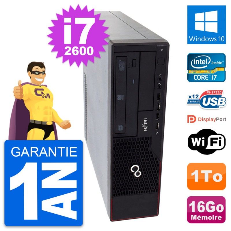 Fujitsu Esprimo E910 DT Desktop PC - Intel i7-2600, 16GB RAM, 1TB HDD, Windows 10, WiFi
