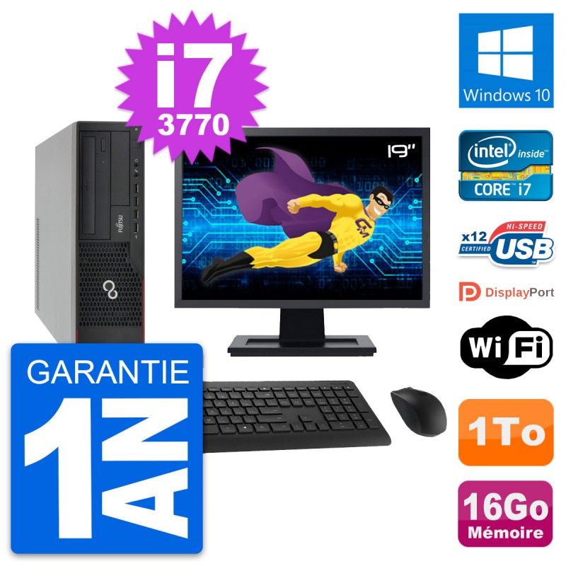 Fujitsu E910 DT 19-Inch PC - Intel i7, 16GB RAM, 1TB HDD, Windows 10, WiFi