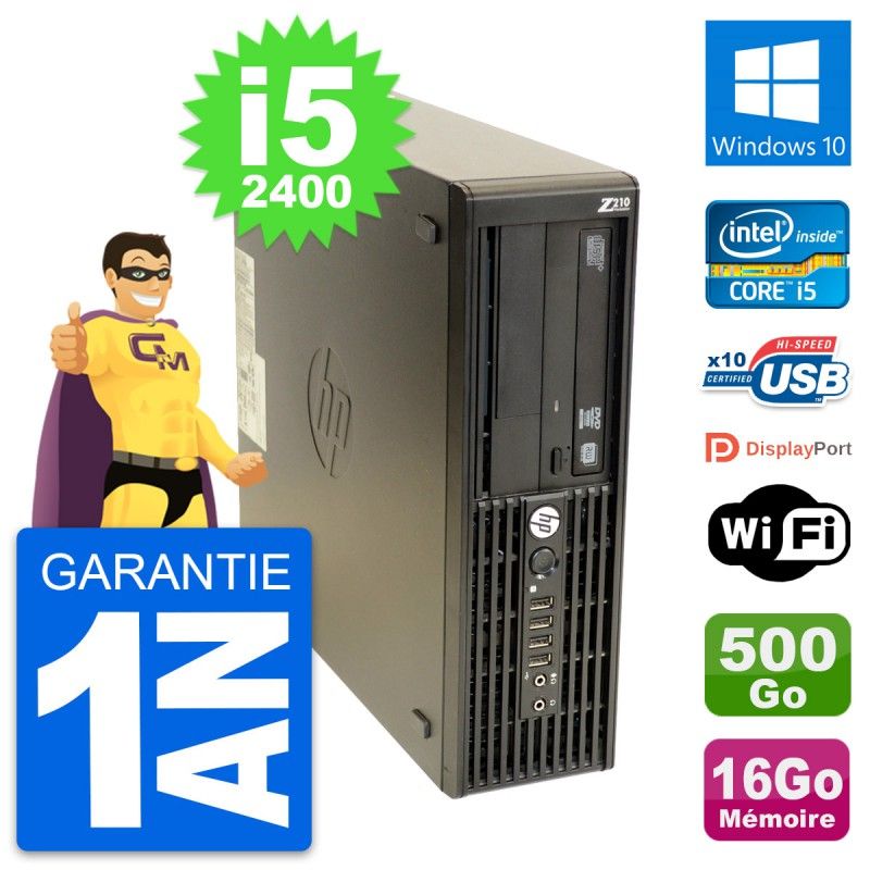 Estación de trabajo HP Z210 SFF, Intel Core i5-2400, 16GB RAM, 500GB HDD, Windows 10, WiFi