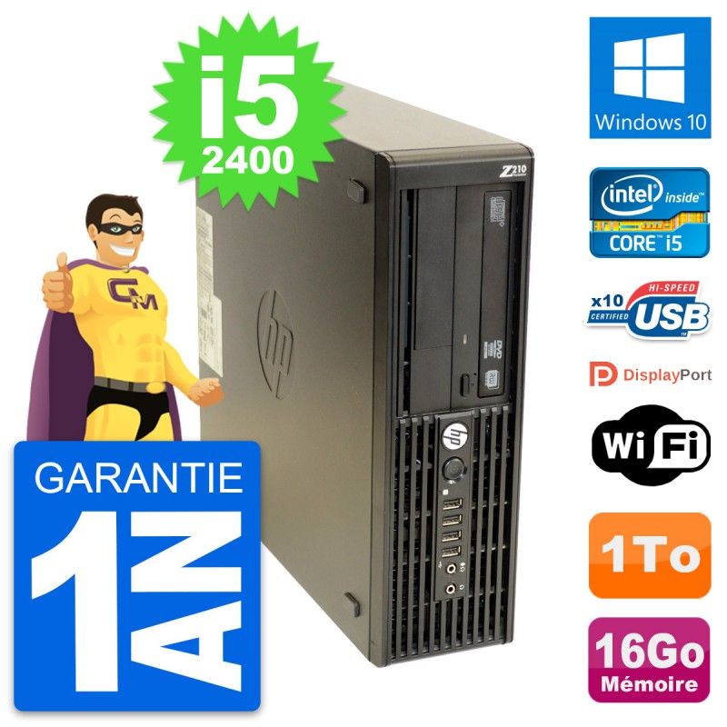 HP WorkStation Z210 SFF - Intel Core i5-2400, 16GB RAM, 1TB HDD, Windows 10, Wi-Fi