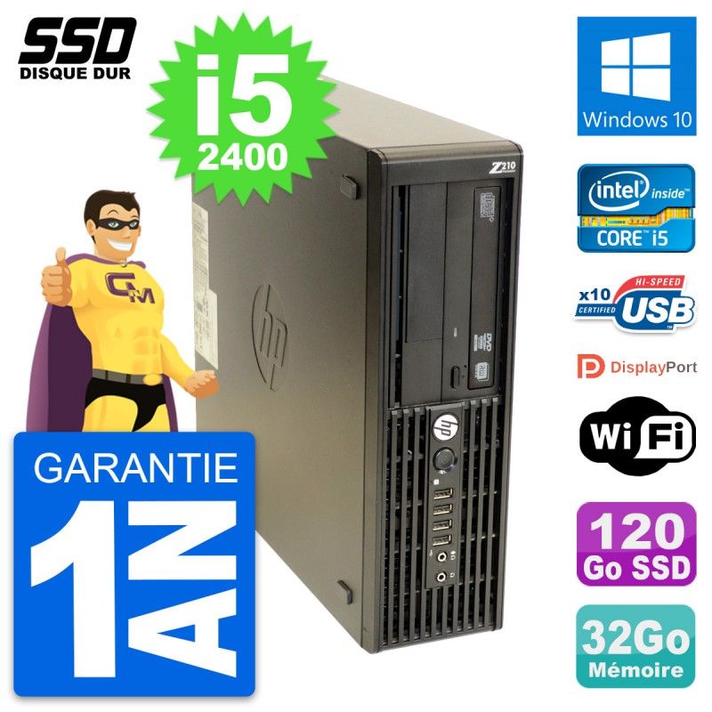 HP WorkStation Z210 SFF - Intel i5-2400, 32GB RAM, 120GB SSD, Windows 10, WiFi