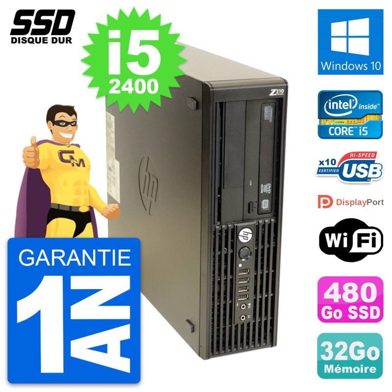 HP WorkStation Z210 SFF - Intel i5-2400, 32GB RAM, 480GB SSD, Windows 10, Wifi