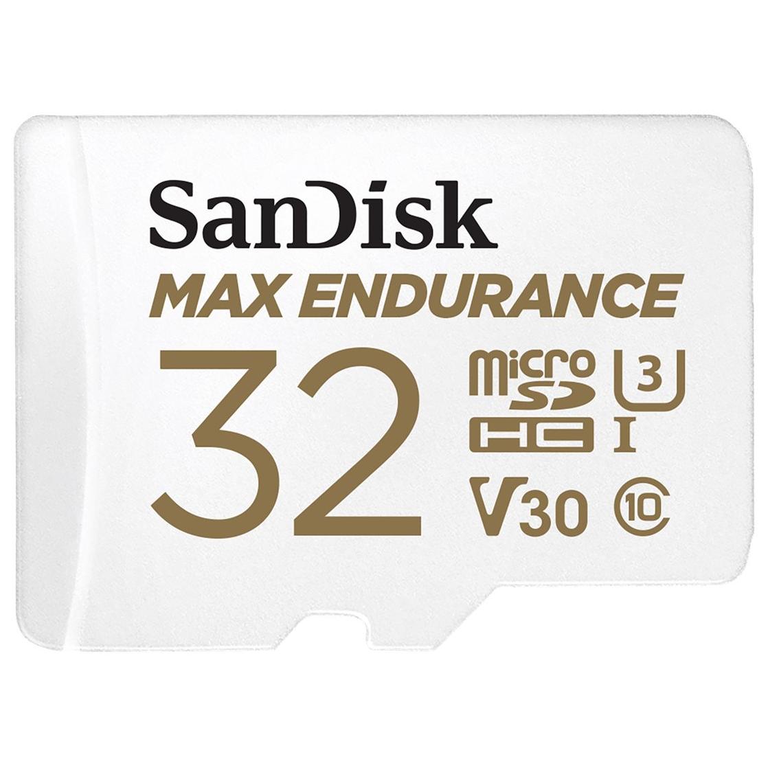 SanDisk Max Endurance Flash Memory Card (MicroSDHC Adapter - Included) - 32GB - Video Class V30 / UHS-I U3 / Class 10