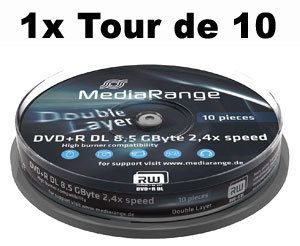 MediaRange 10x DVD+R DL - 8.5GB (240min) 8x Spindle