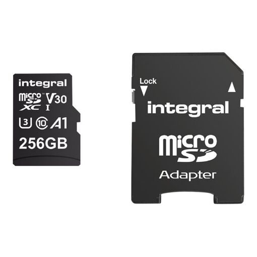 Integral Memory 256GB MicroSDXC UHS-I U3 Card (with SD Adapter)