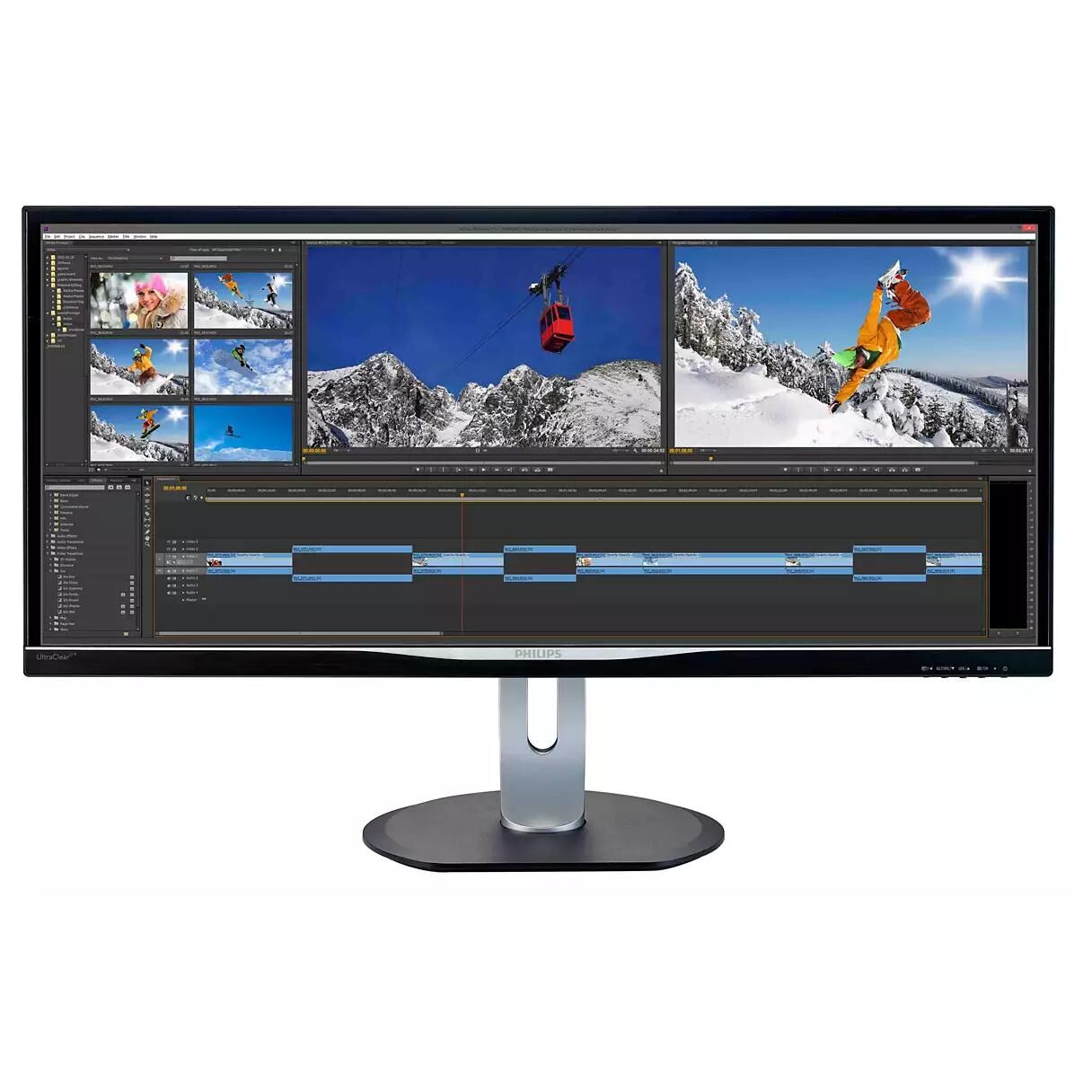 Philips BDM3470UP - Écran LED - 34" - 3440 x 1440 - AH-IPS - 320 cd/m² - 1000:1 - 5 ms - HDMI, DVI, DisplayPort, VGA - haut-parleurs - noir
