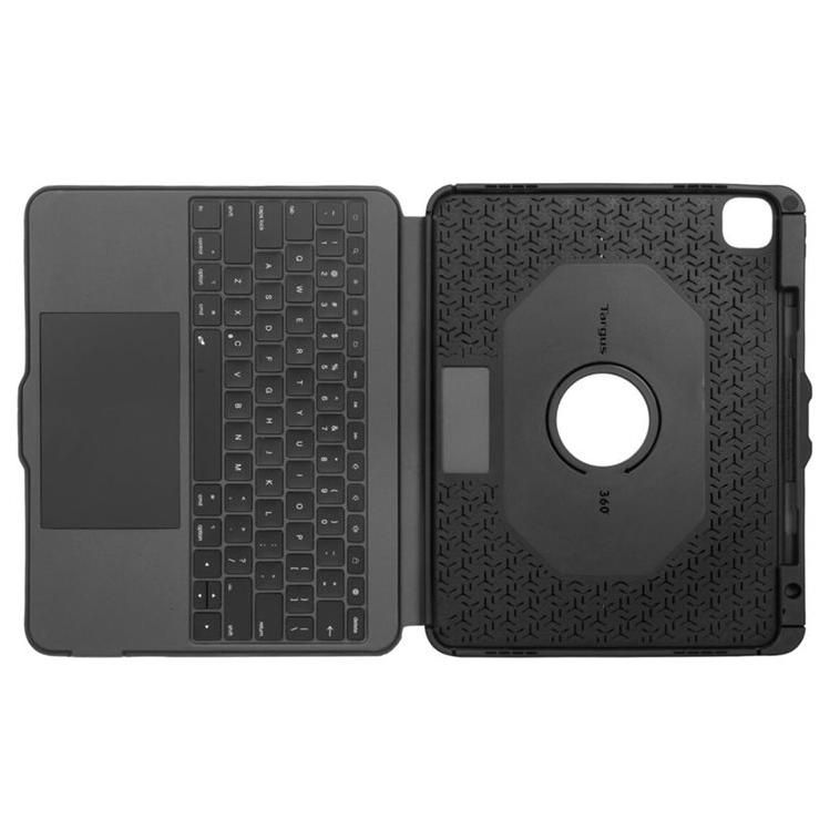 Teclado y funda Targus Versavu - Retroiluminado, inalámbrico Bluetooth 5.0, QWERTY nórdico, negro