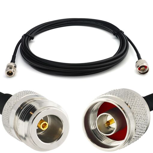 Câble coaxial SMA mâle vers N femelle de 1 mètre RG58 à perte faible et résistant à l'eau - pour routeur Wi-Fi, amplificateur LTE/4G/5G/6G, point d'accès