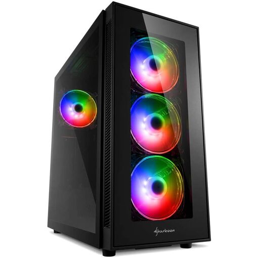 Caja Sharkoon TG5 PRO RGB - Torre media - Negro - RGB - Panel lateral de vidrio
