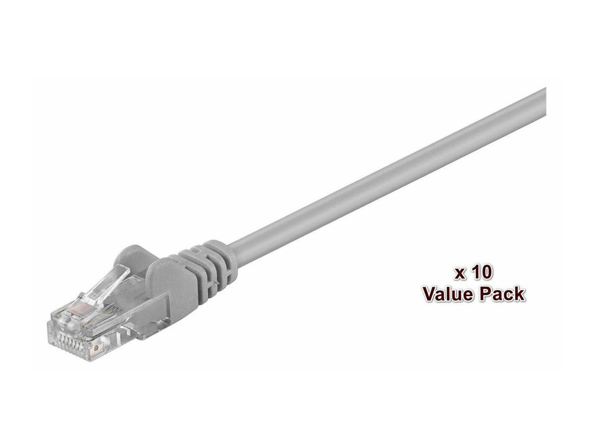 MicroConnect Value Pack - Network Cable - RJ-45 (M) to RJ-45 (M) - 1m - UTP - CAT 5e - Locked - Grey (Pack of 10)