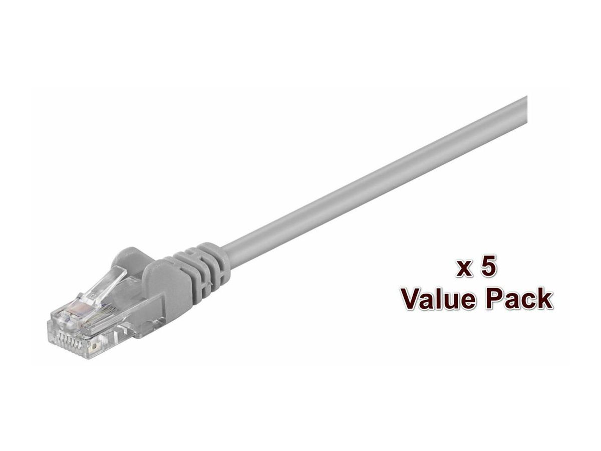 Pack de valor MicroConnect - Cable de red - RJ-45 (M) a RJ-45 (M) - 15 m - UTP - CAT 5e - Bloqueado - Gris (paquete de 5)