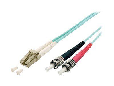 Digital Data Communications LC Multi-Mode (M) to ST Multi-Mode (M) Fiber Optic Cable, 2m, Duplex, 50/125 Micron OM3 - Turquoise