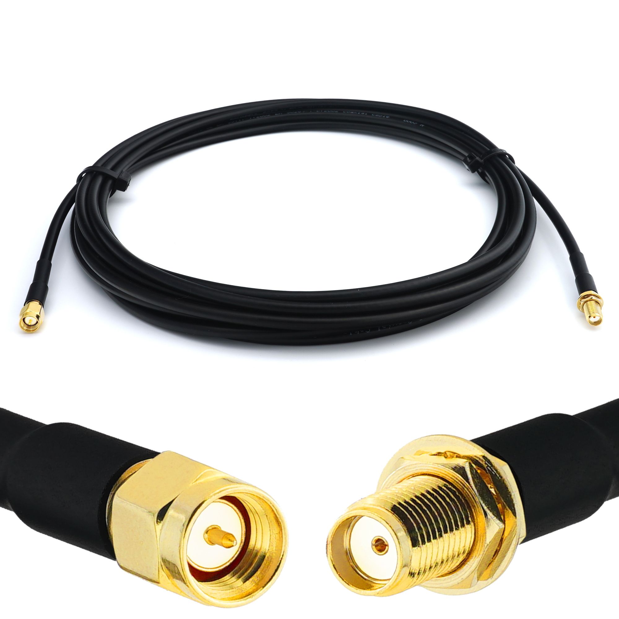 SMA Male to SMA Female 1m RG58 Coaxial Cable - Outdoor Low Loss Extension Waterproof Cable