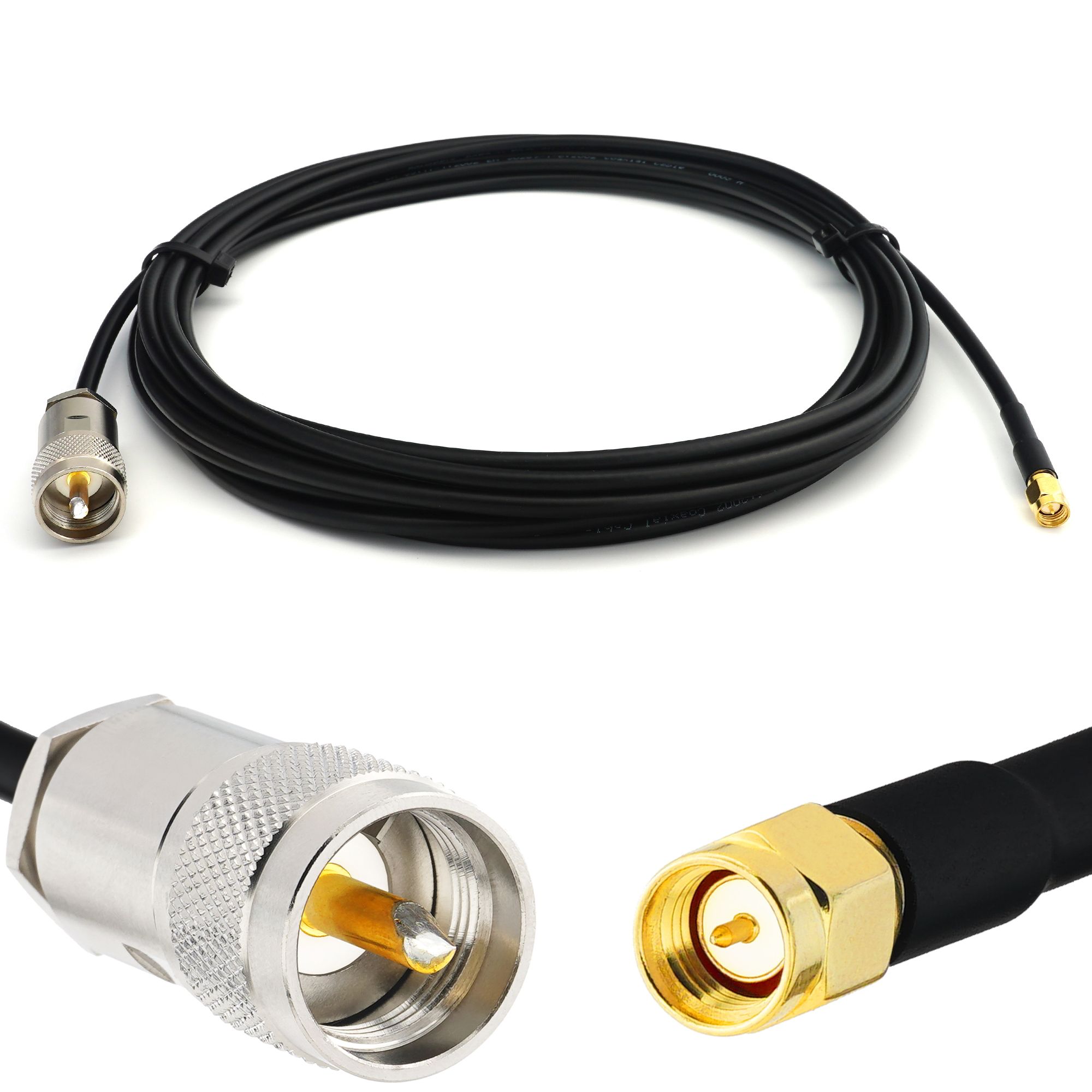 Câble coaxial PL259-SMA mâle RANGEFUL 1 mètre RG58/U à faible perte, résistant aux intempéries pour radio amateur HAM