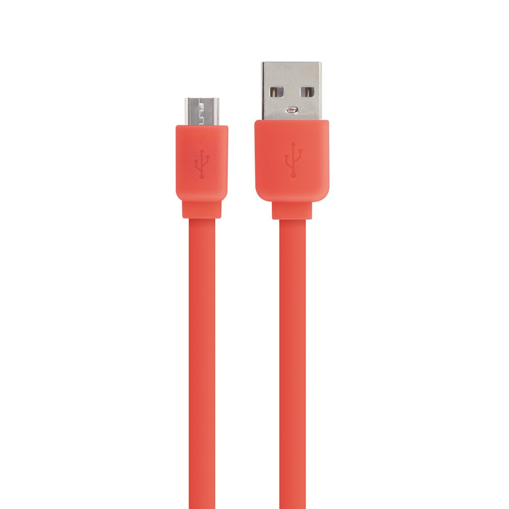 Mooov Micro USB / USB-A Flat Cable 1m - Coral Red
