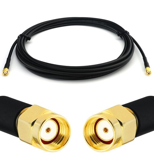 Câble d'extension d'antenne WiFi RANGEFUL de 2 mètres - RP-SMA Mâle à Mâle Coaxial RG58/U à faible perte 50 Ohms