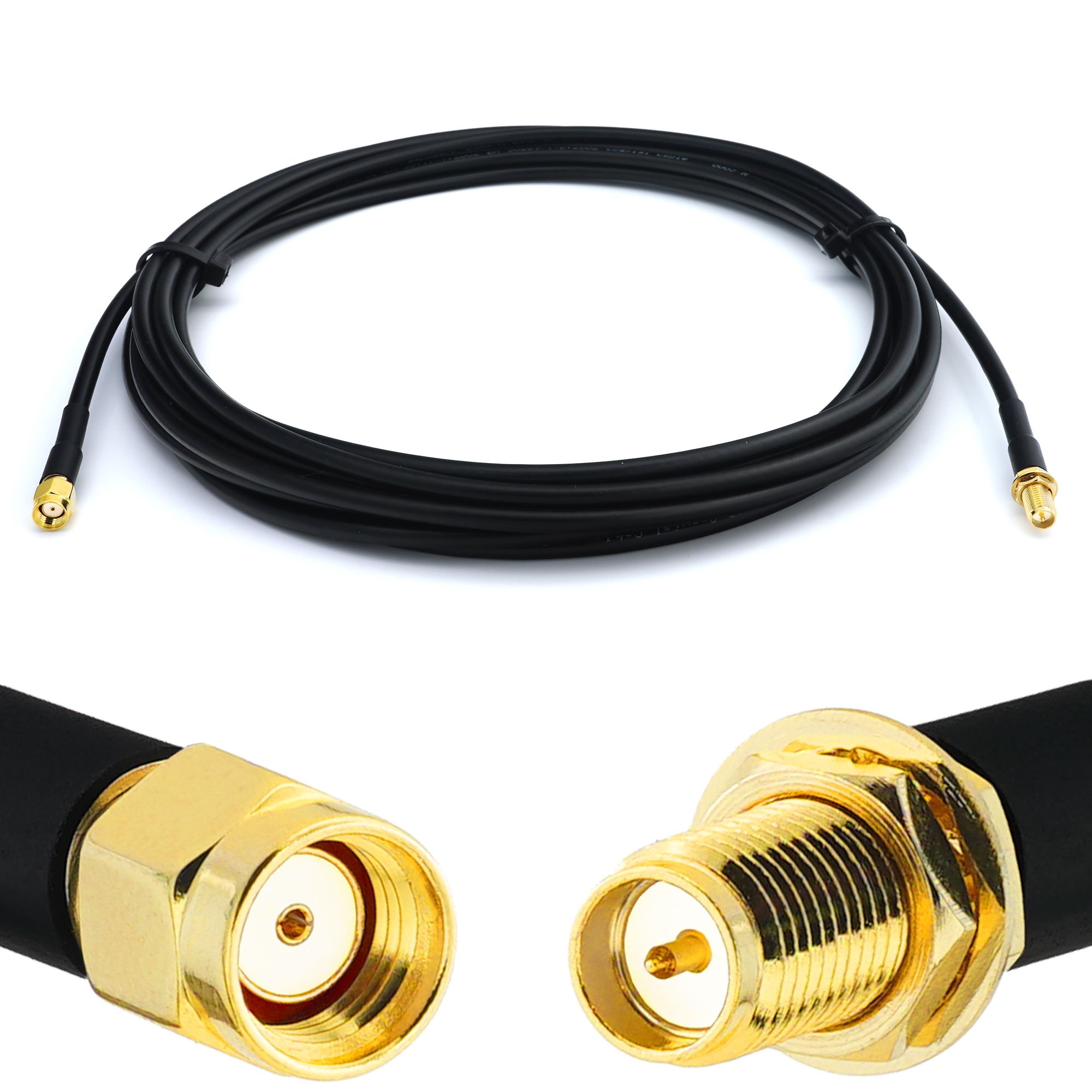 Cable de extensión de antena WiFi coaxial RP-SMA de 2 metros RANGEFUL RG58 50 Ohm macho a hembra de baja pérdida
