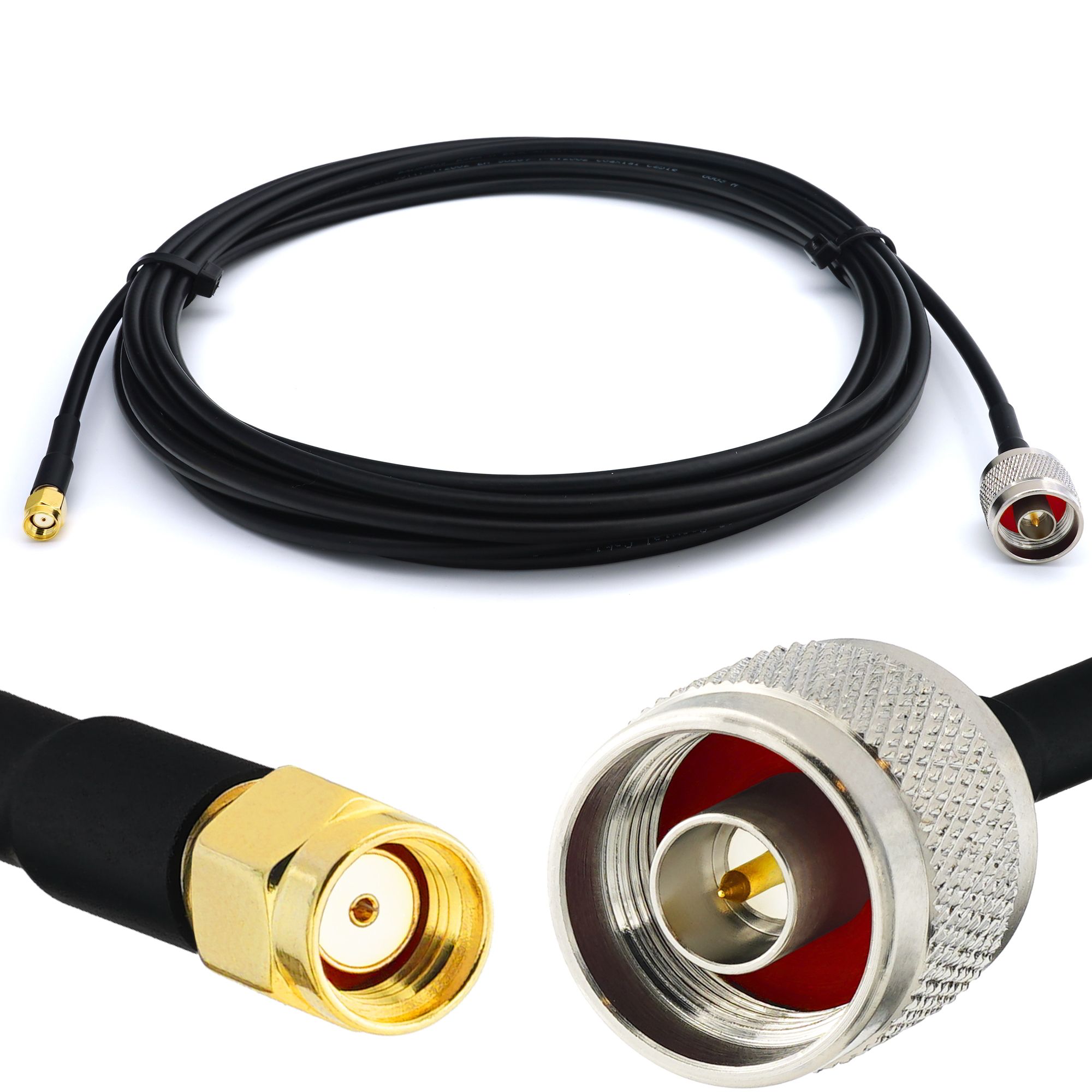RANGEFUL 1m RP-SMA to N Male Coaxial WiFi Extension Cable, RG58, Low Loss