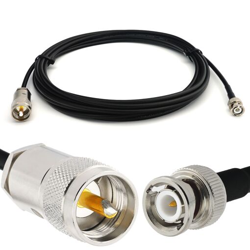 Câble coaxial BNC mâle vers PL259 UHF de 50 cm RANGEFUL RG58/U à faible perte avec double blindage