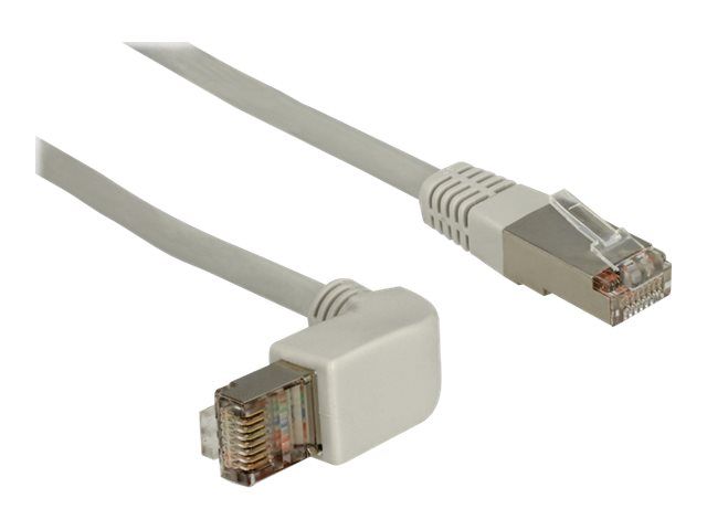 Delock RJ-45 Cable - 50cm, Molded, 90° Bend, SFTP, CAT 5e, Gray