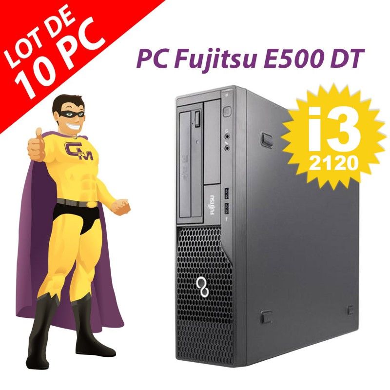 Fujitsu Esprimo E500 DT PC Lot of 10 - Intel i3-2120, 4GB RAM, 250GB HDD, Windows 10