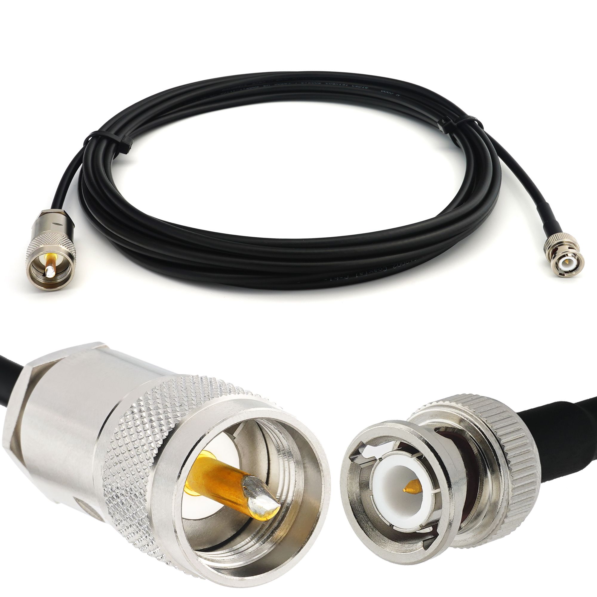 Câble coaxial BNC Mâle vers PL259 UHF de 20 mètres RG58/U à faible perte - Câble d'extension pour antenne radio amateur CB sans fil