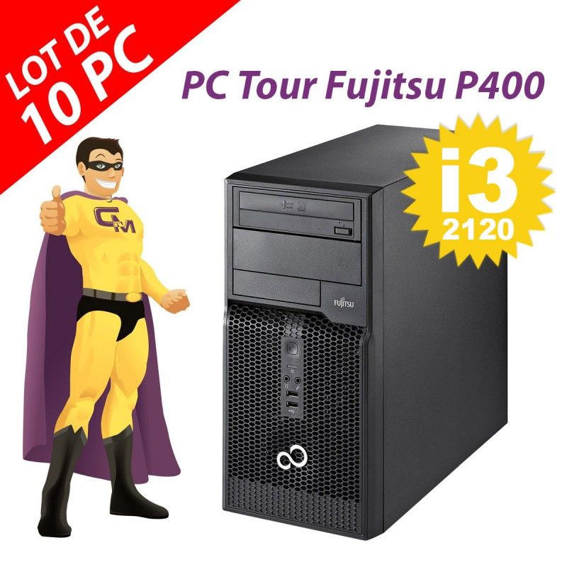 Ordinateurs de bureau Fujitsu Esprimo P400 (lot de 10) - Intel i3-2120, 4 Go de RAM, disque dur 250 Go, Windows 10