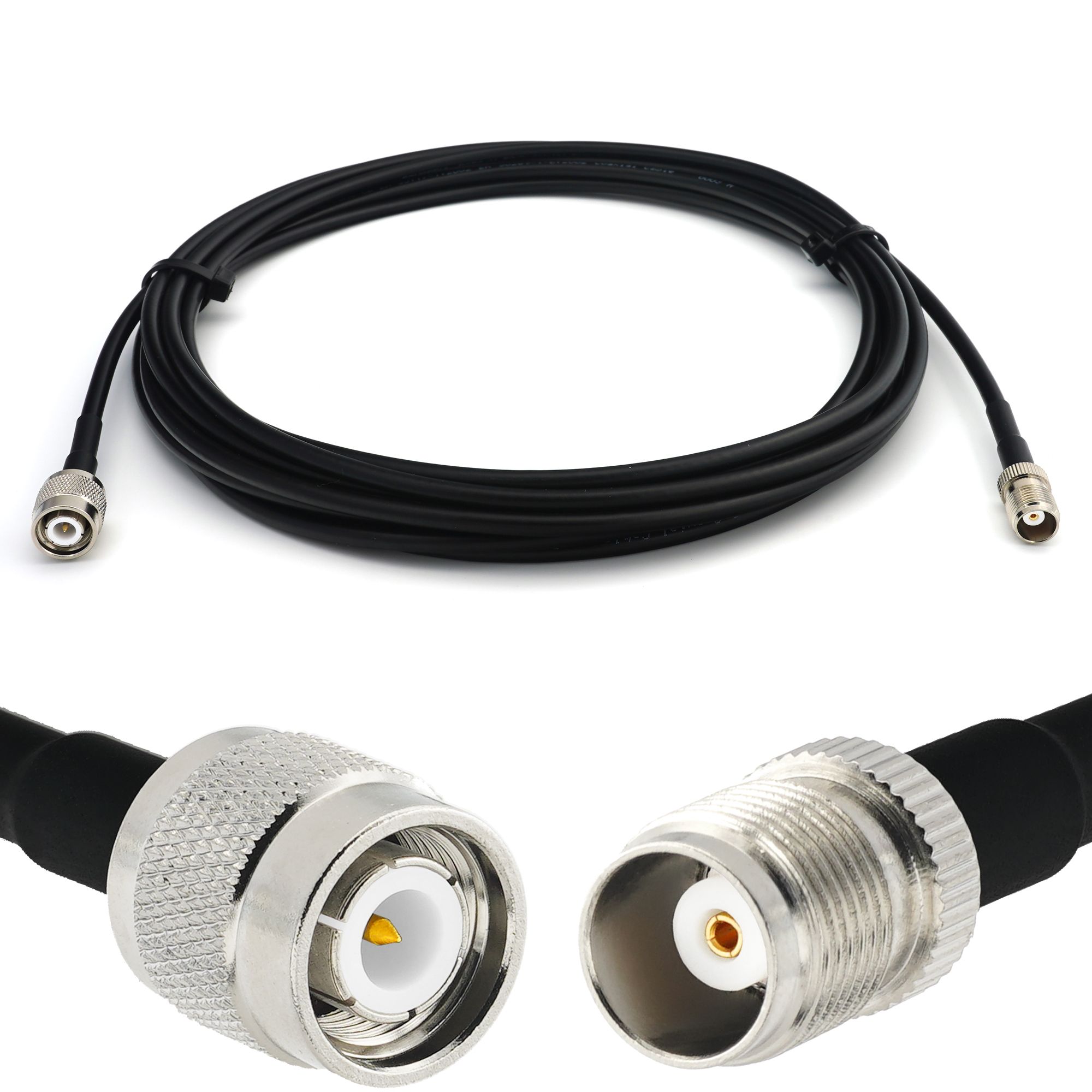 Câble coaxial TNC Mâle vers TNC Femelle 5m RG58/U à faible perte - Extension pour antenne, radio CB, Wi-Fi, etc.