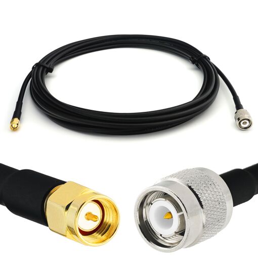 Câble coaxial RG58/U de 10 mètres TNC Mâle vers SMA Mâle à faible perte de RANGEFUL - Adapté pour les antennes, routeurs, répéteurs 4G/5G et plus encore