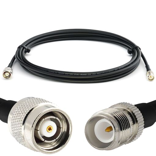 Câble coaxial RP-TNC mâle à femelle de 4 mètres, faible perte, RG58/U 50 Ohms, polarité inversée, rallonge TNC